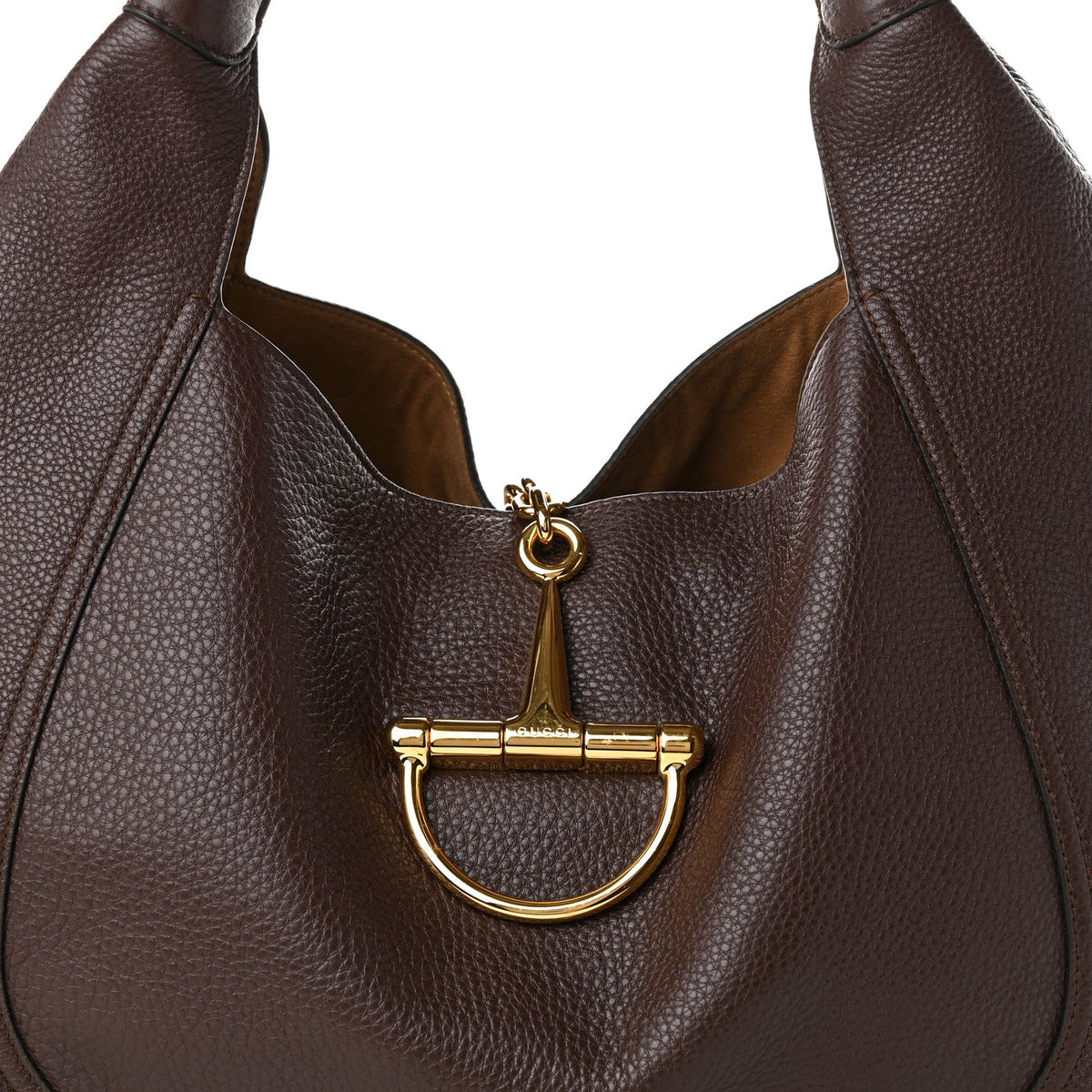Grained Calfskin Softbit Maxi Shoulder Bag Dark Brown