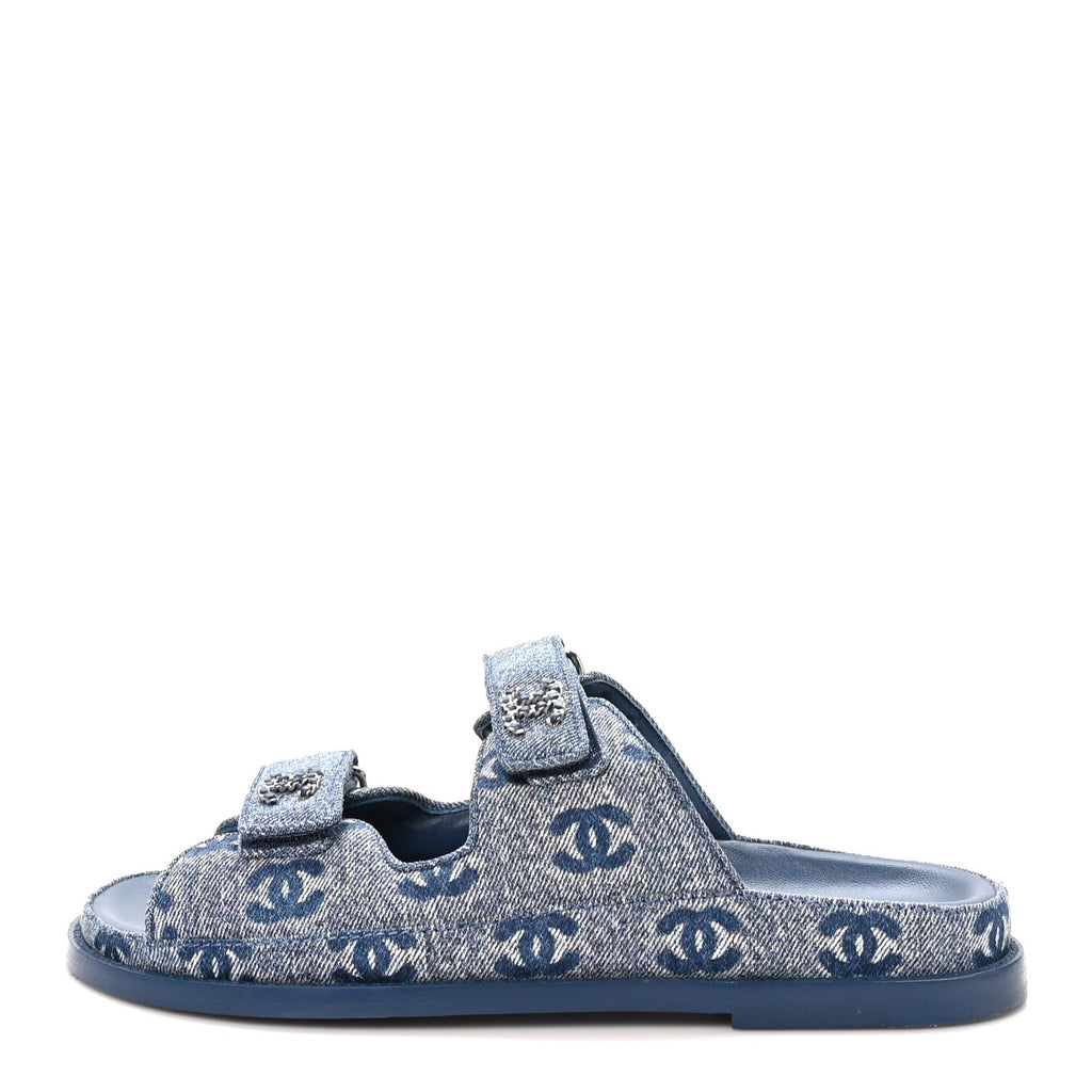 Denim CC Velcro Dad Chain CC Slide Sandals 39 Blue