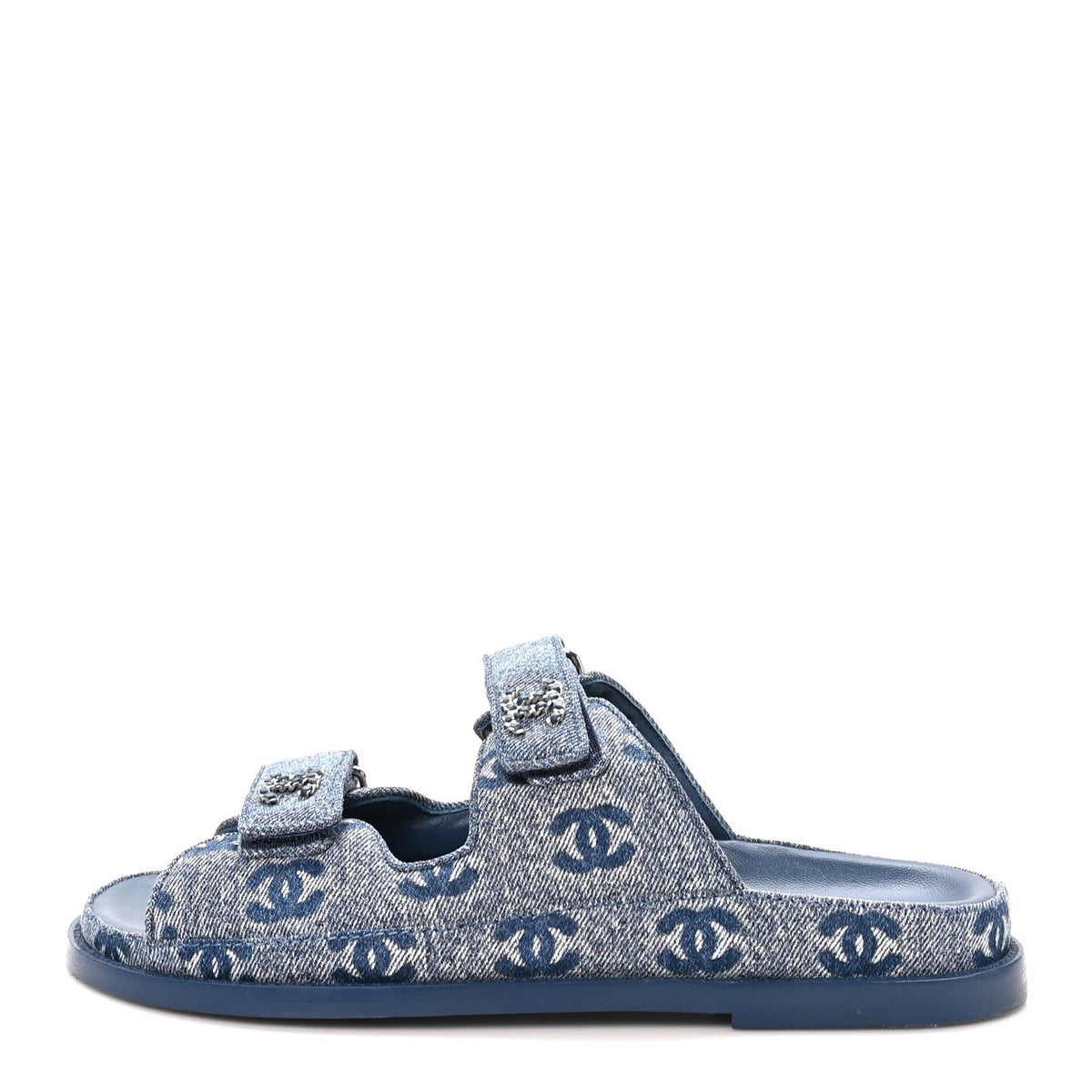 Denim CC Velcro Dad Chain CC Slide Sandals 39 Blue