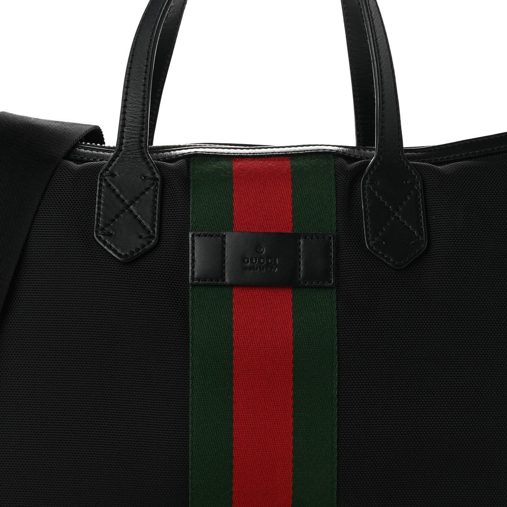 Techno Canvas Web Top Handle Shoulder Bag Black
