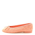 Suede Quilted Cap Toe CC Ballerina Flats 37 Light Orange