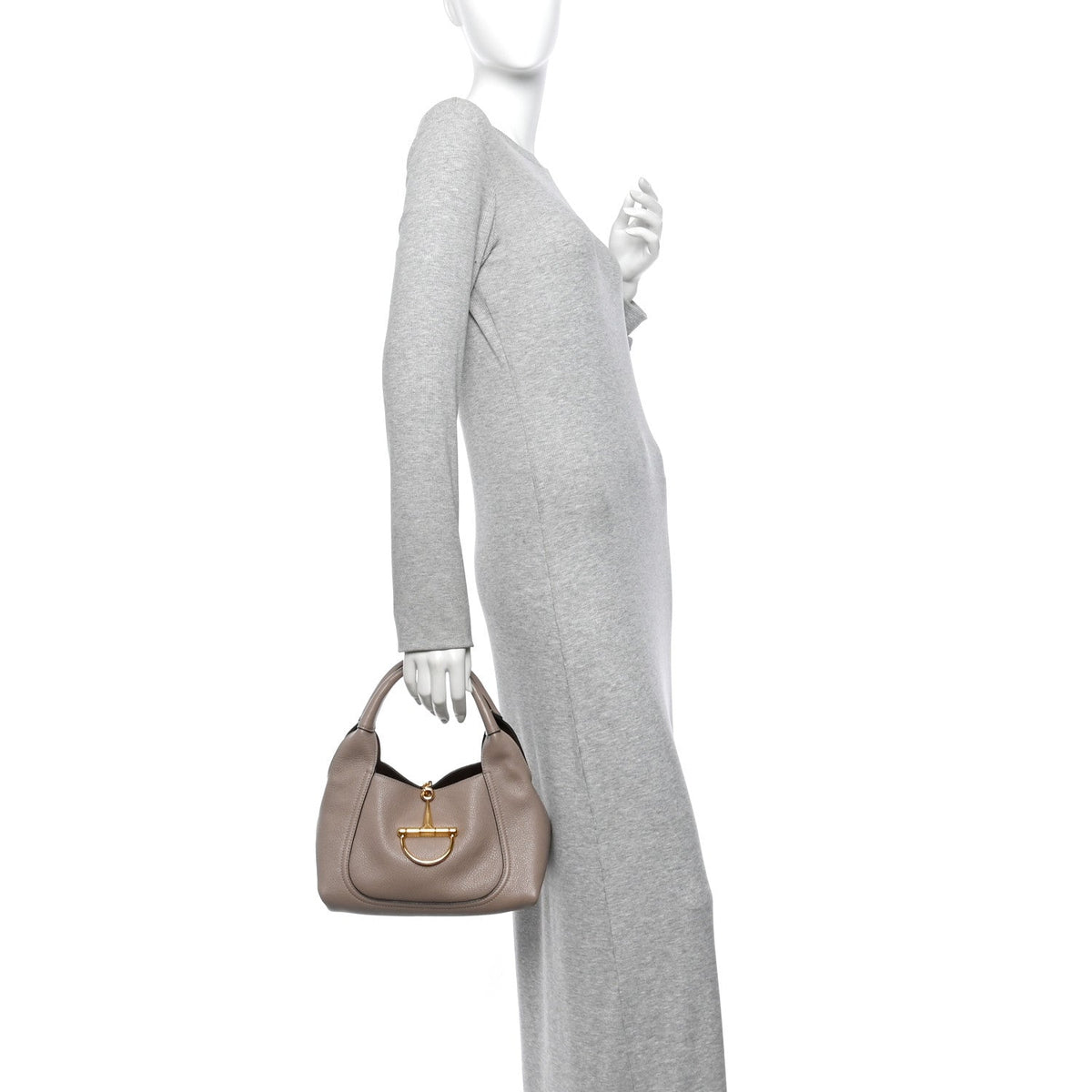 Grained Calfskin Softbit Medium Shoulder Bag Taupe