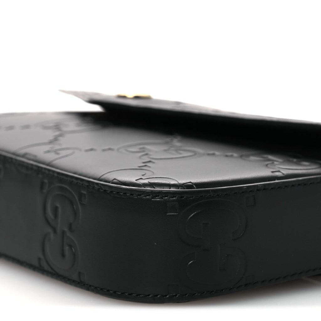 Gilbert Calfskin GG Super Mini Shoulder Bag Black
