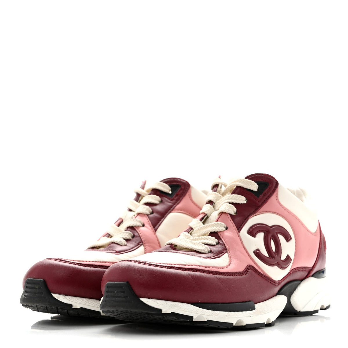 Calfskin CC Sneakers 40 Light Burgundy White Pink