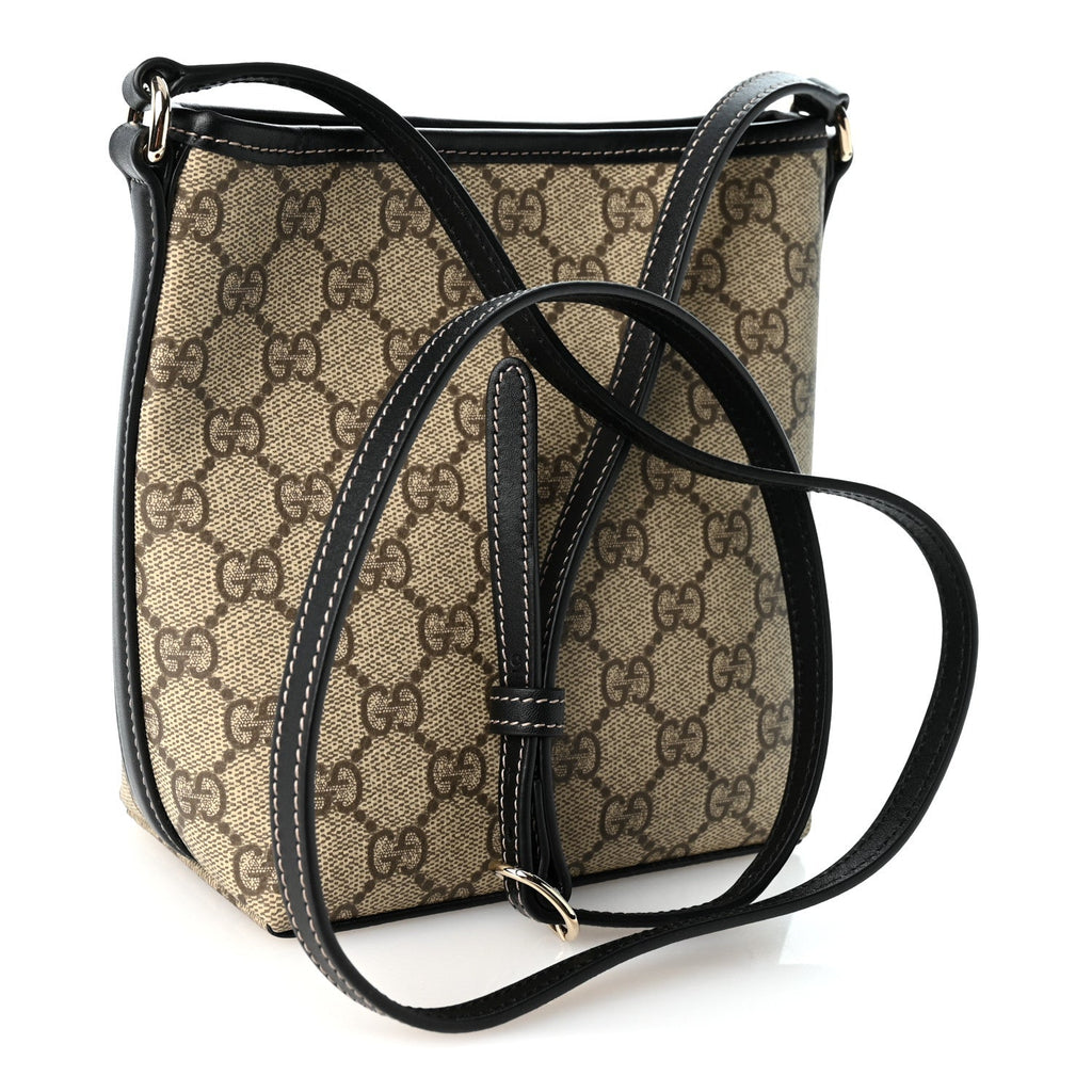 GG Supreme Monogram Emblem Nano Bucket Bag Black