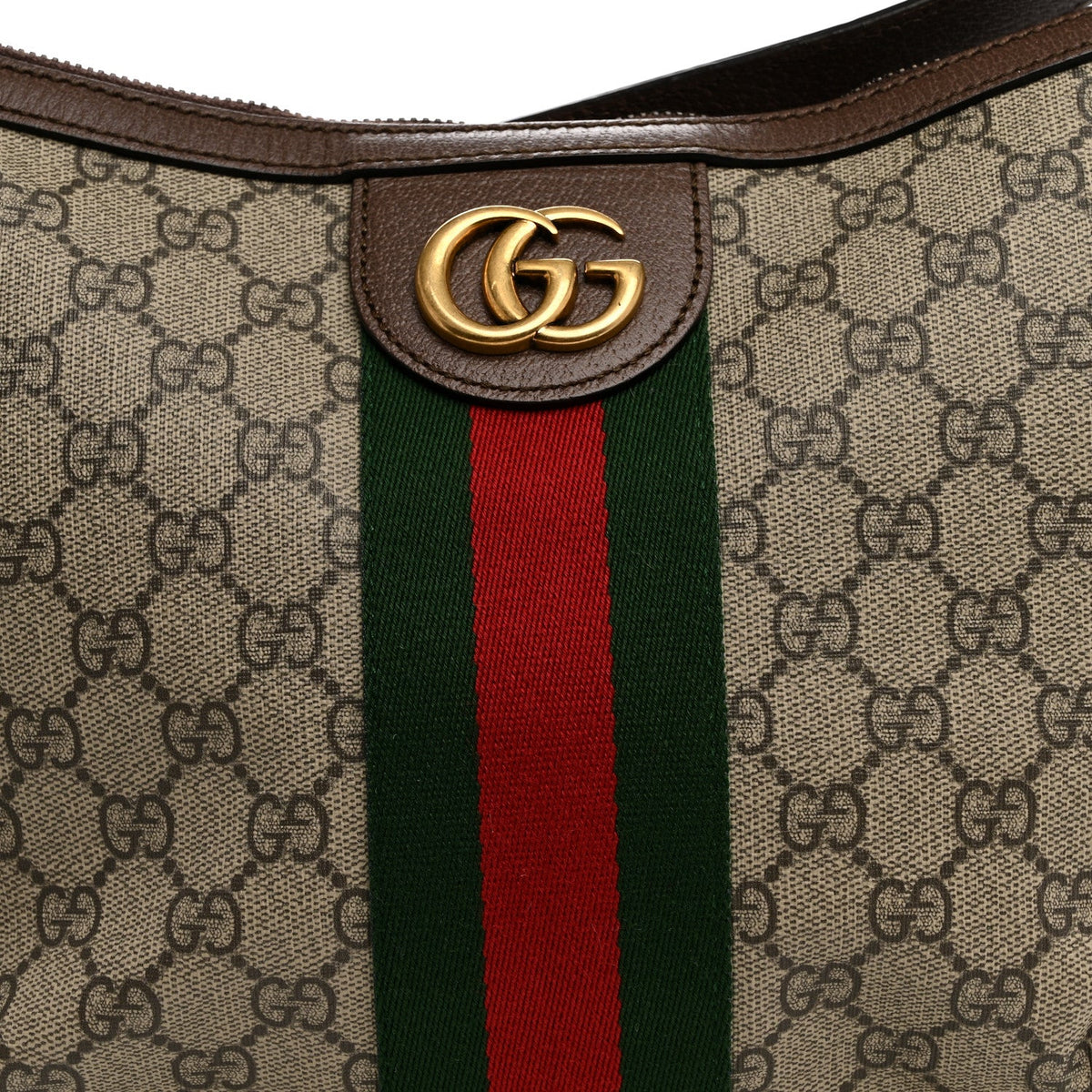 GG Supreme Monogram Web Small Ophidia Half Moon Hobo Brown