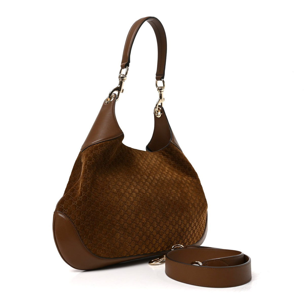 GG Suede B Medium Shoulder Bag Brown