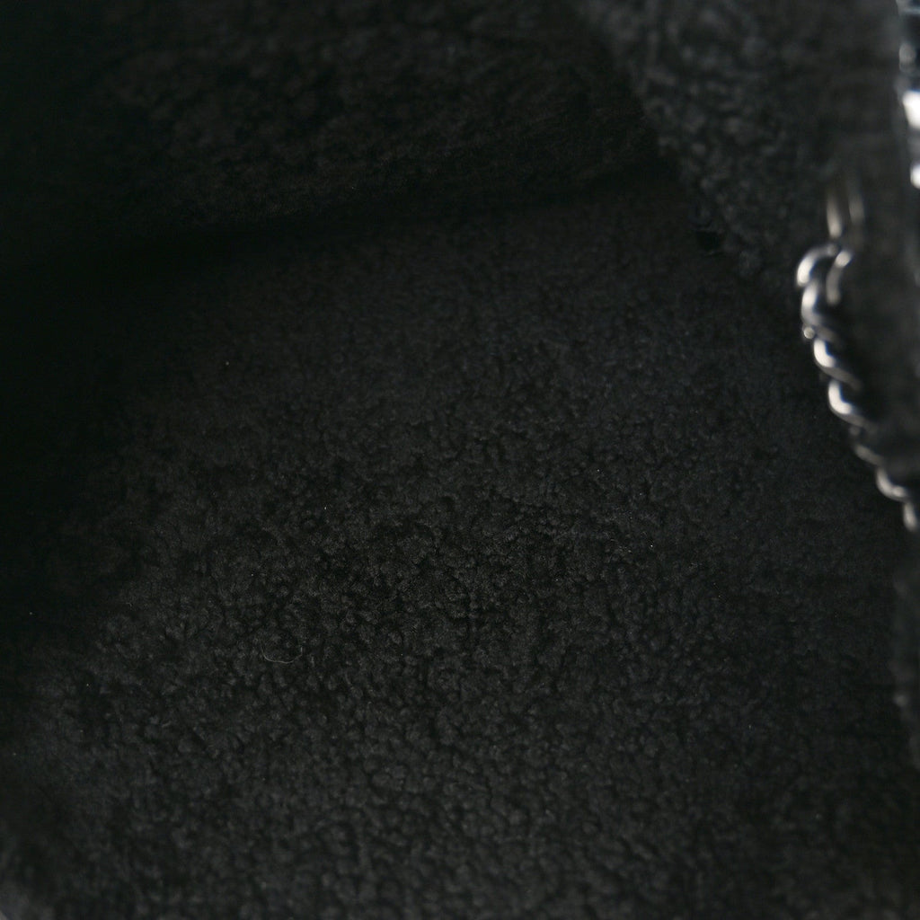 Patent Shearling Medium Soho Chain Shoulder Bag Black