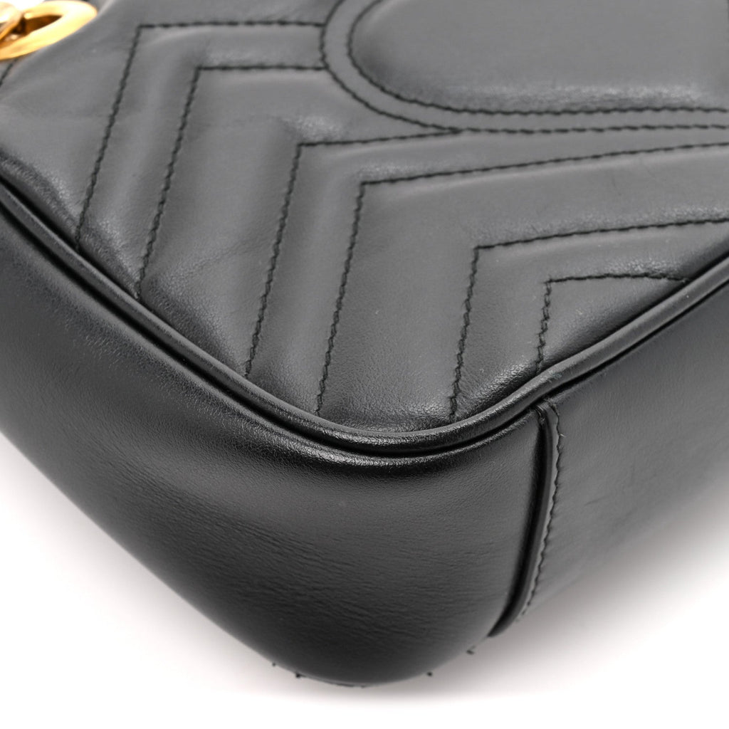 Calfskin Matelasse Mini GG Marmont Shoulder Bag Black