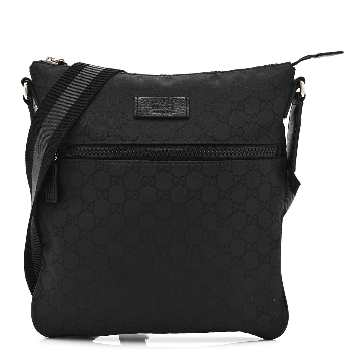 Nylon Monogram Medium Flat Messenger Bag Black