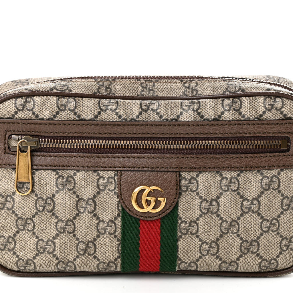 Soft GG Supreme Monogram Medium Ophidia Belt Bag Dark Brown
