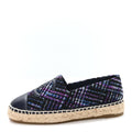 Tweed Grosgrain CC Espadrilles 35 Purple Black Navy