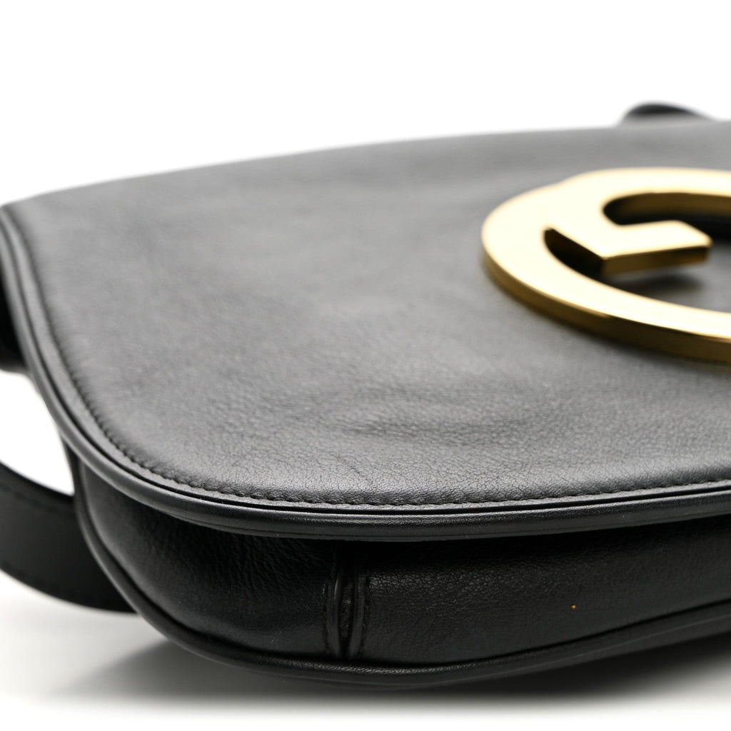 Roxy Calfskin Blondie Chain Shoulder Flap Bag Black