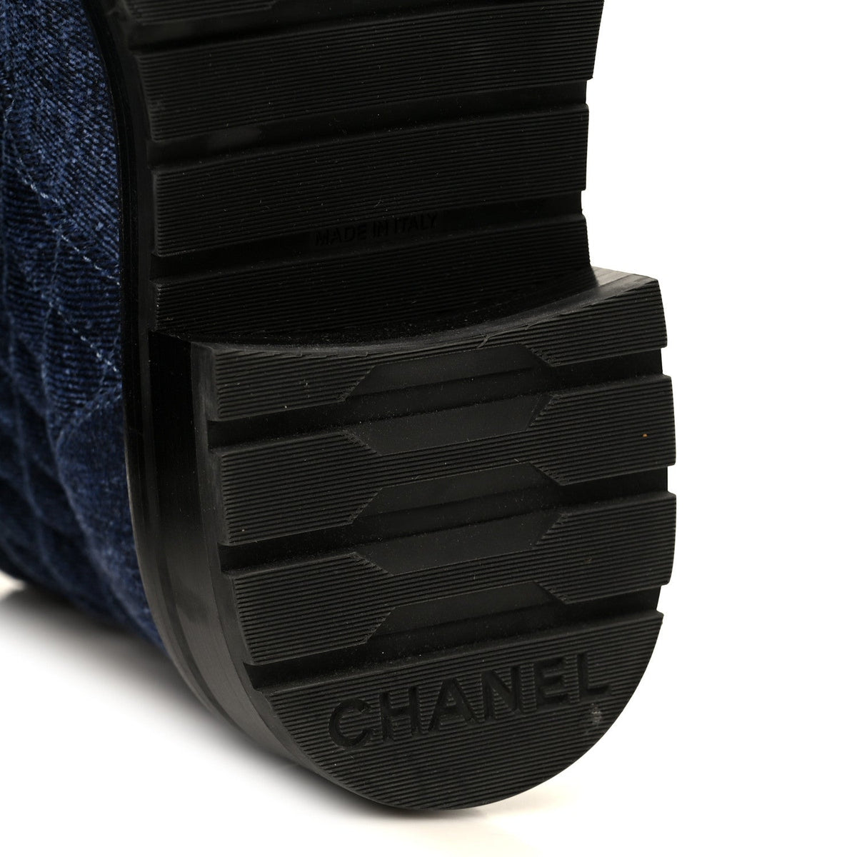 Shiny Calfskin Velvet Quilted Lace Up Combat Boots 37 Blue