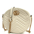 Calfskin Matelasse Mini GG Marmont Round Shoulder Bag White White