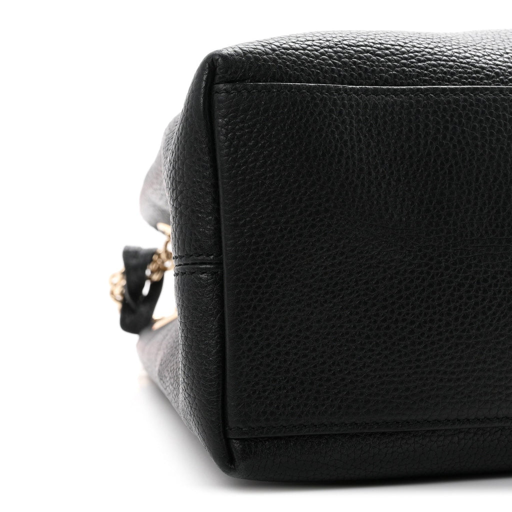 Pebbled Calfskin Medium Soho Chain Shoulder Bag Black