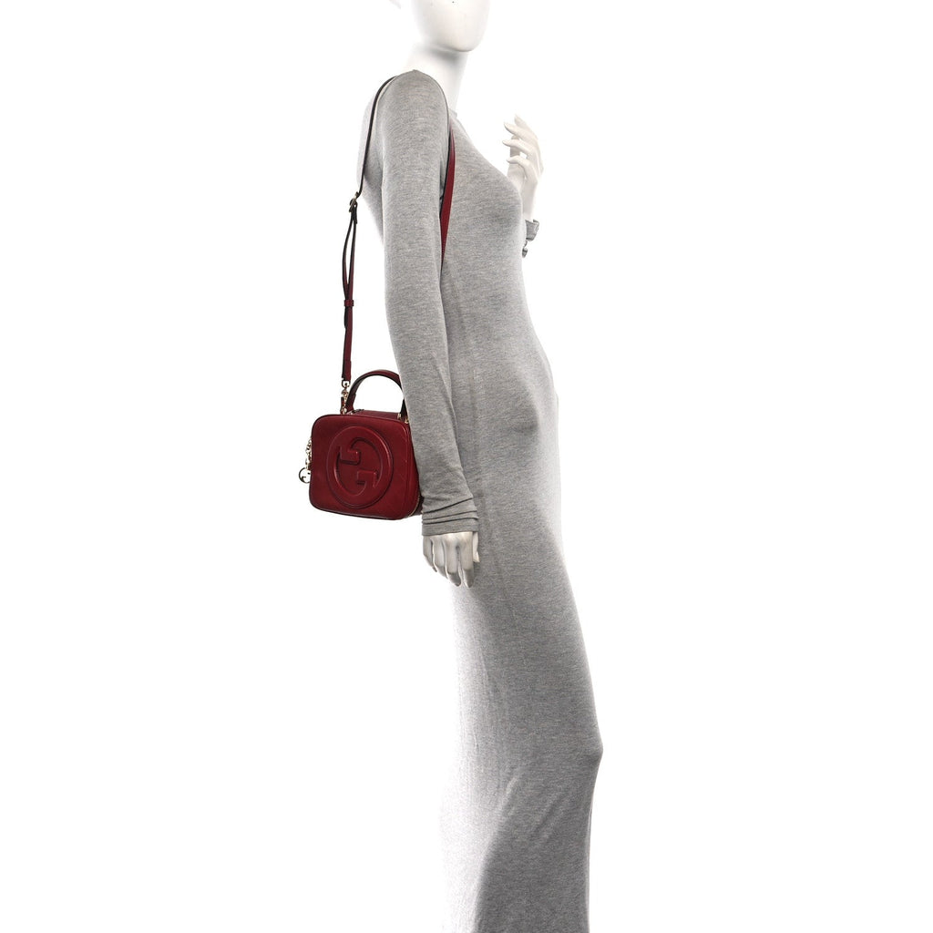 Sakai Be Green Calfskin Diagonal Stitched Blondie Top Handle Bag Rosso