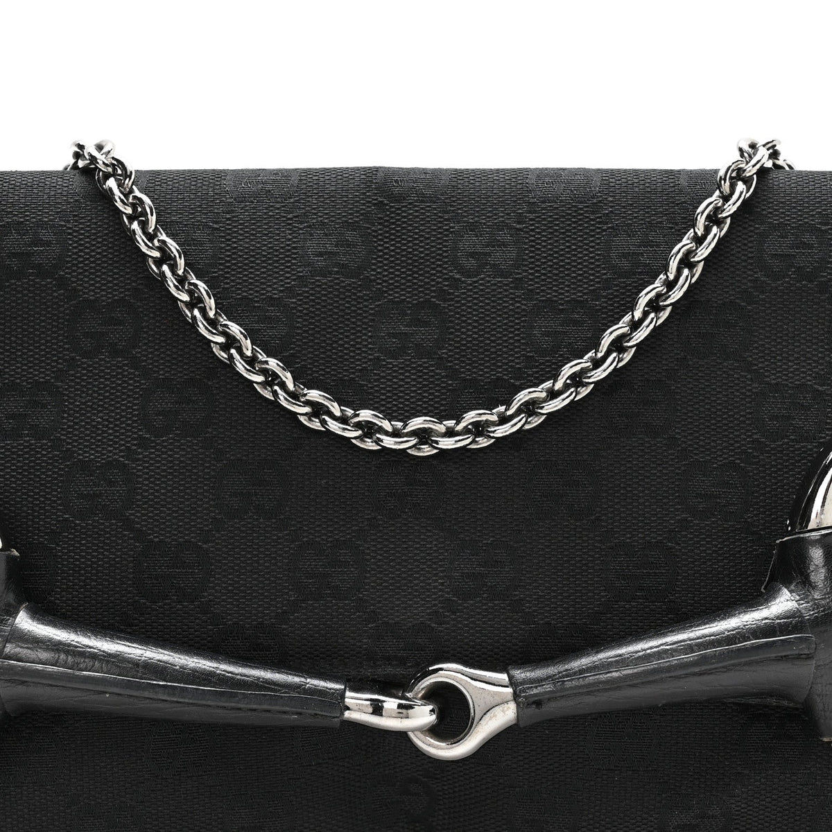 Monogram Horsebit Chain Clutch Black