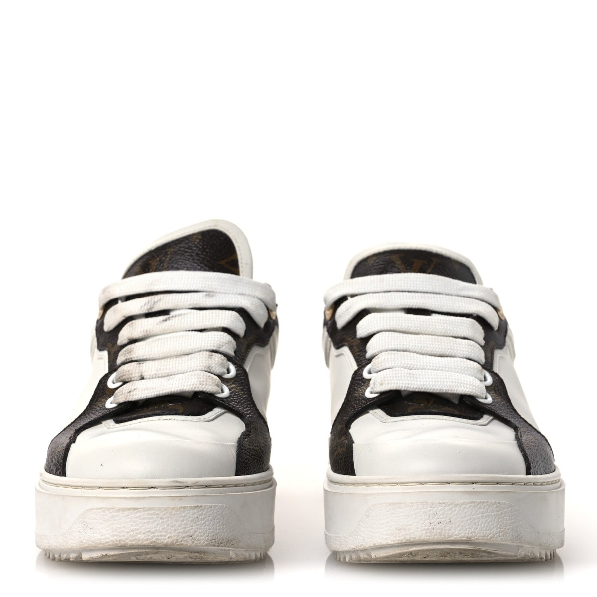 Calfskin Embossed Monogram Time Out Sneakers 36 White