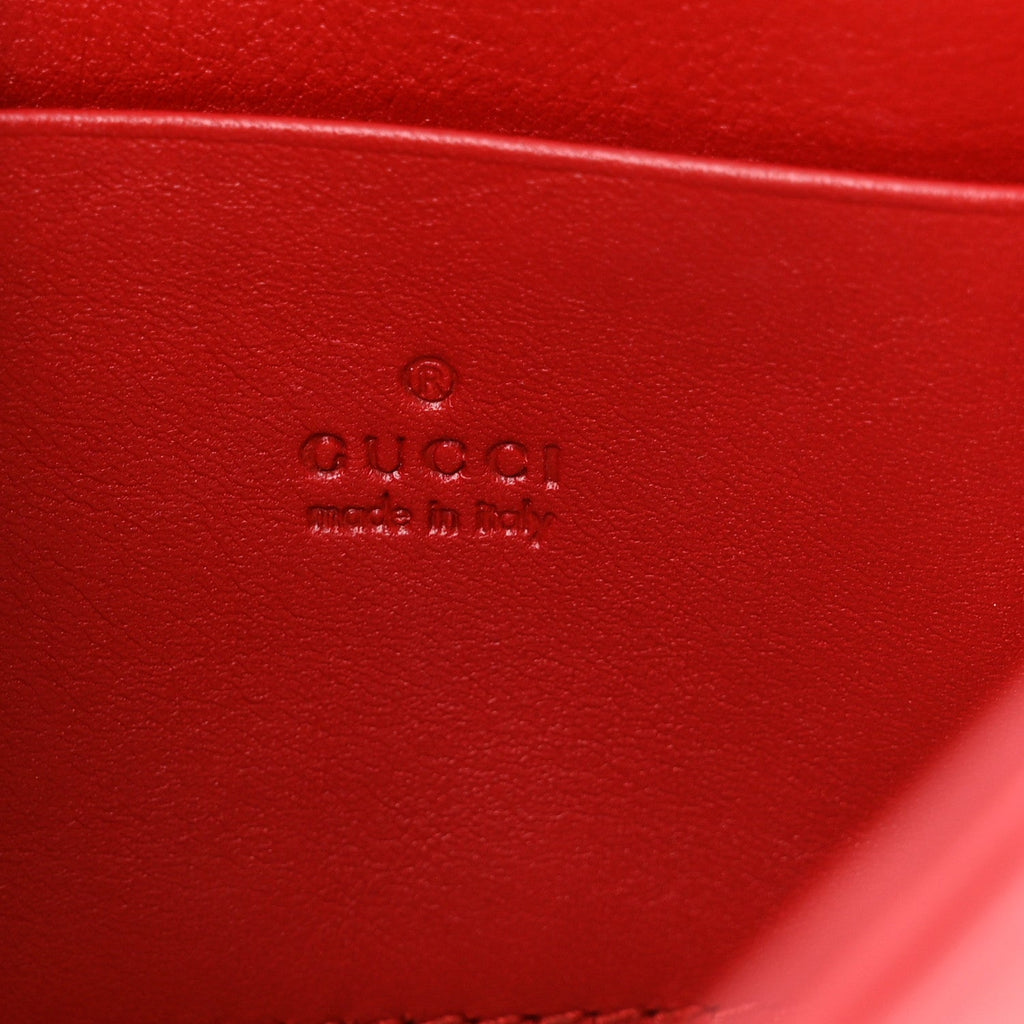 Calfskin Matelasse Mini GG Marmont Chain Wallet Hibiscus Red