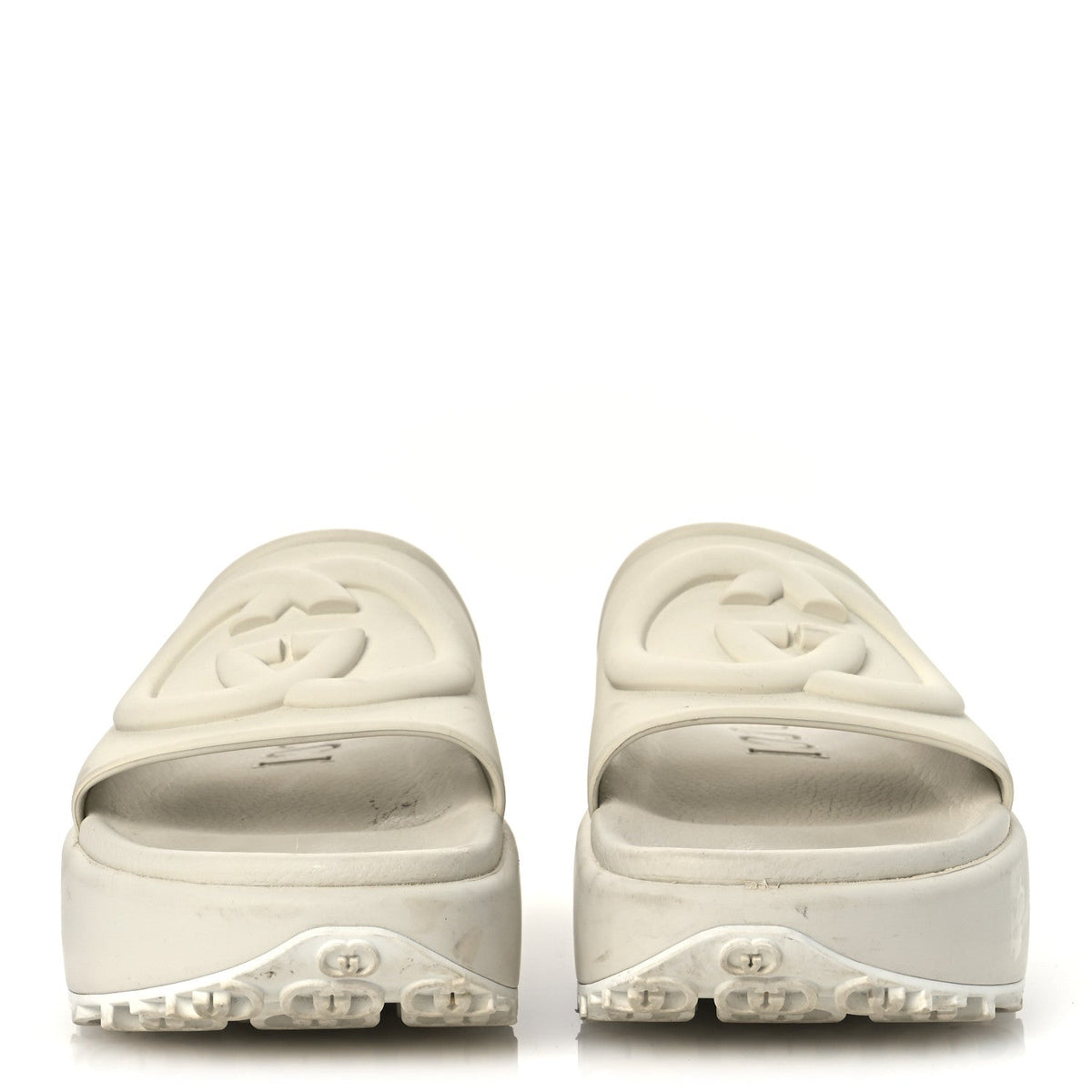 Soft Rubber Womens Interlocking G Platform 42mm Slide Sandals 40 Off White
