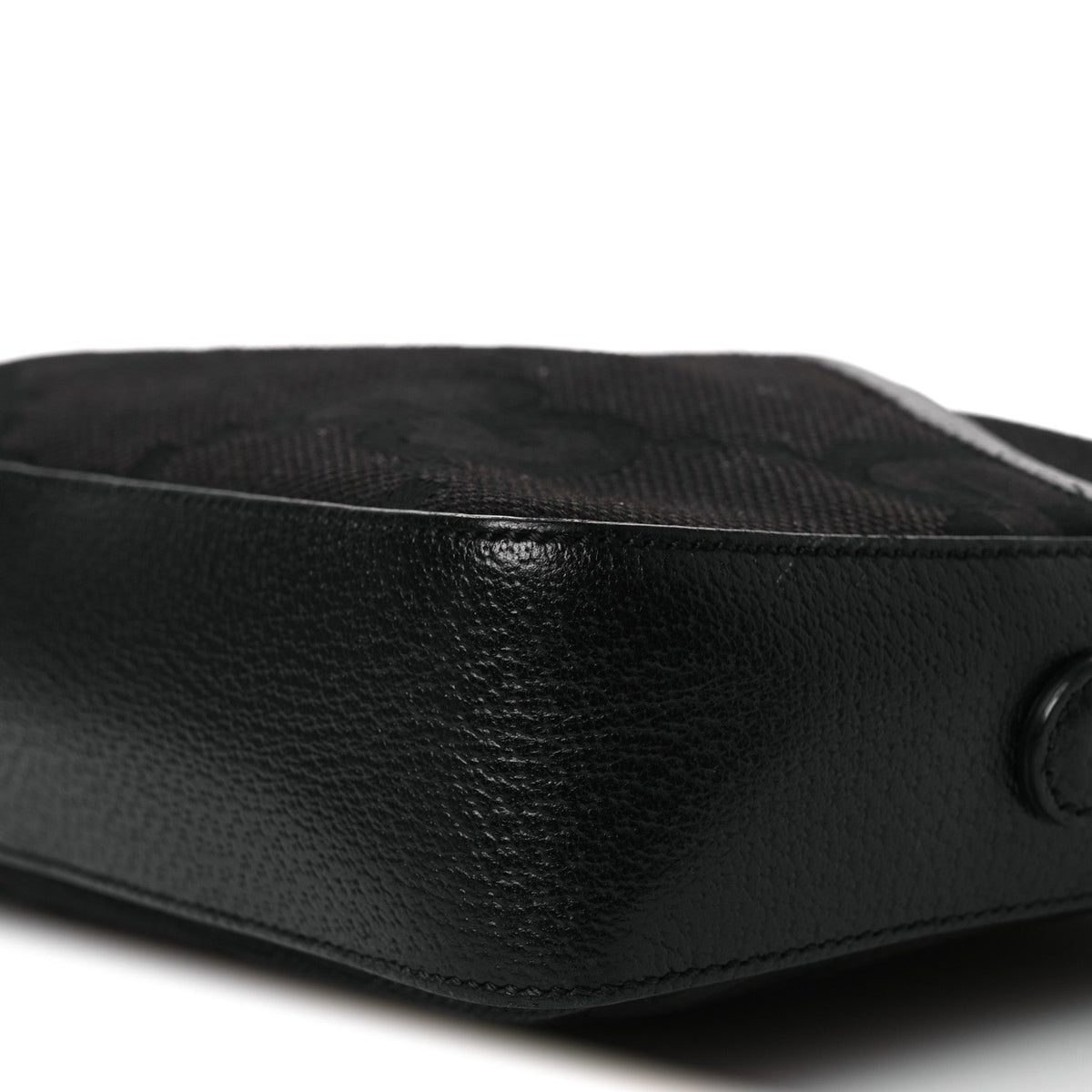 Monogram Jumbo GG Textured Dollar Calfskin Web Messenger Shoulder Bag Black