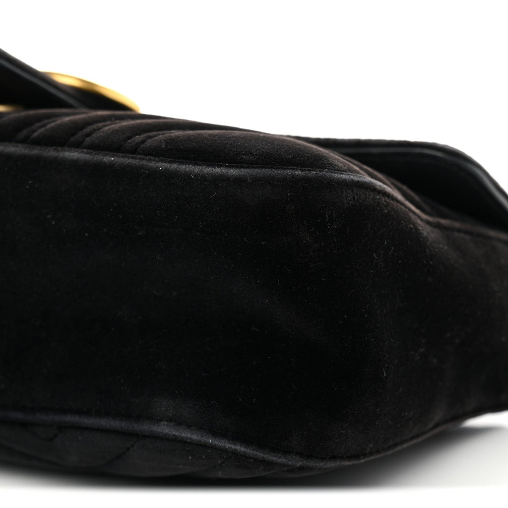 Velvet Matelasse Mini GG Marmont Shoulder Bag Black