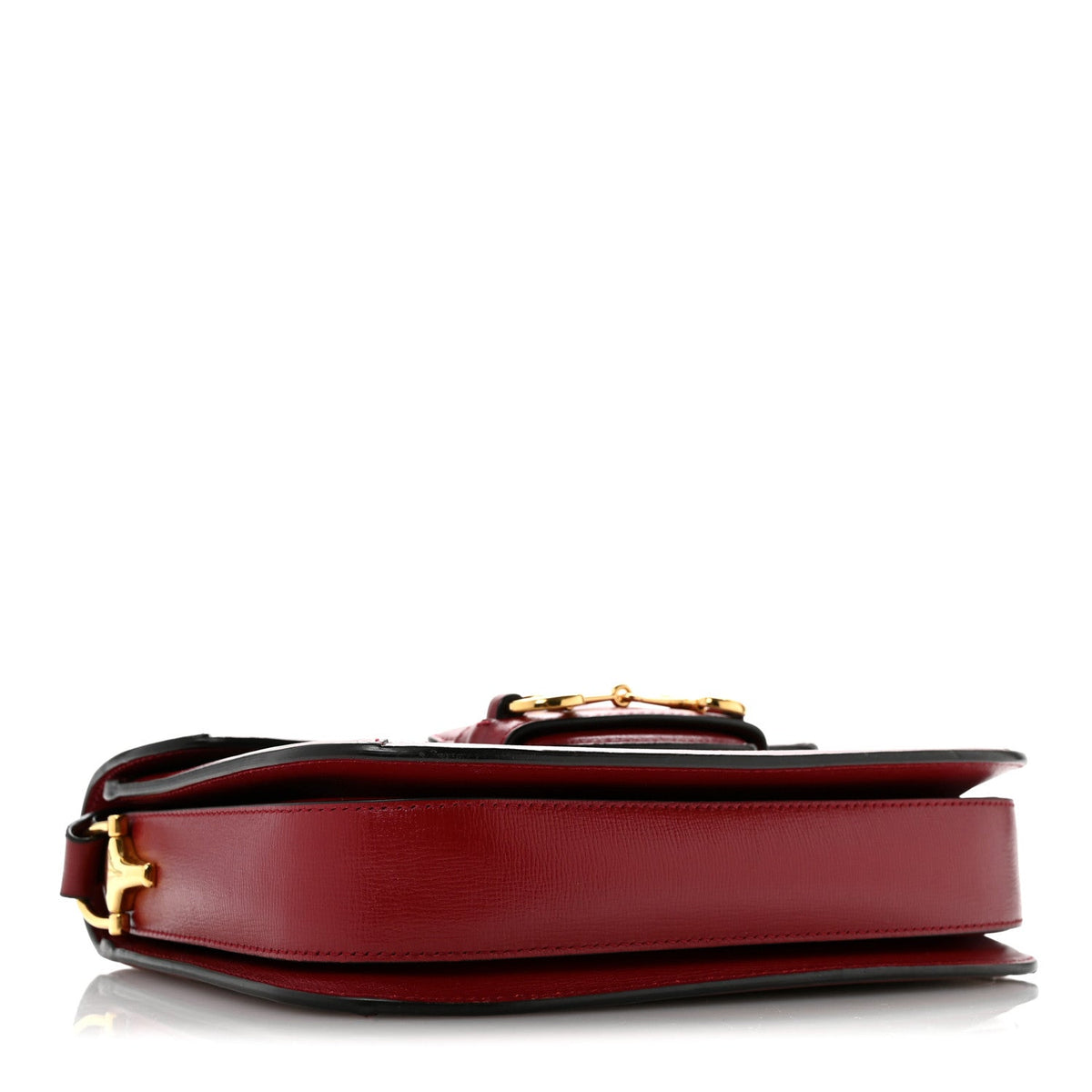 GG Supreme Monogram Azalea Calfskin Horsebit 1955 Shoulder Bag Beige Ebony New Cherry Red