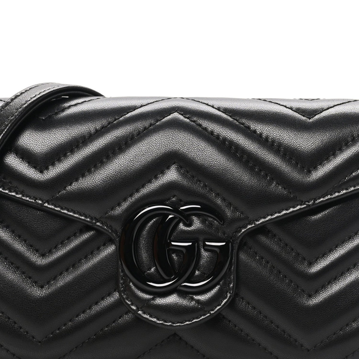 Nappa Matelasse Monochrome GG Marmont Wallet On Chain Black