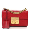 Guccissima Small Padlock Shoulder Bag Hibiscus Red