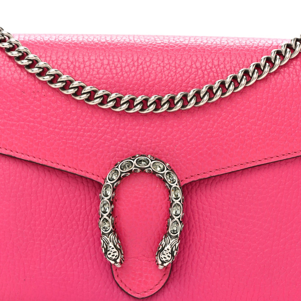 Dollar Calfskin Crystal Mini Dionysus Chain Wallet Box Pink
