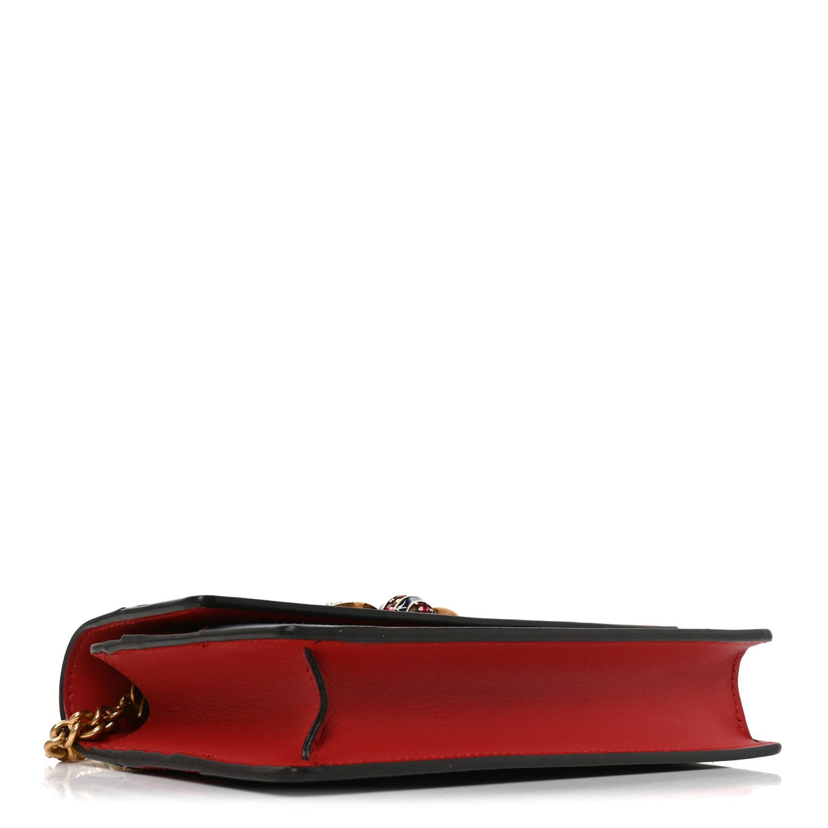 Calfskin Queen Margaret Chain Wallet Blue Agata Hibiscus Red Mystic White