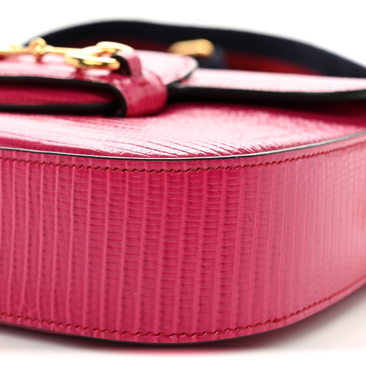 Lizard Web Mini Horsebit 1955 Shoulder Bag Pink