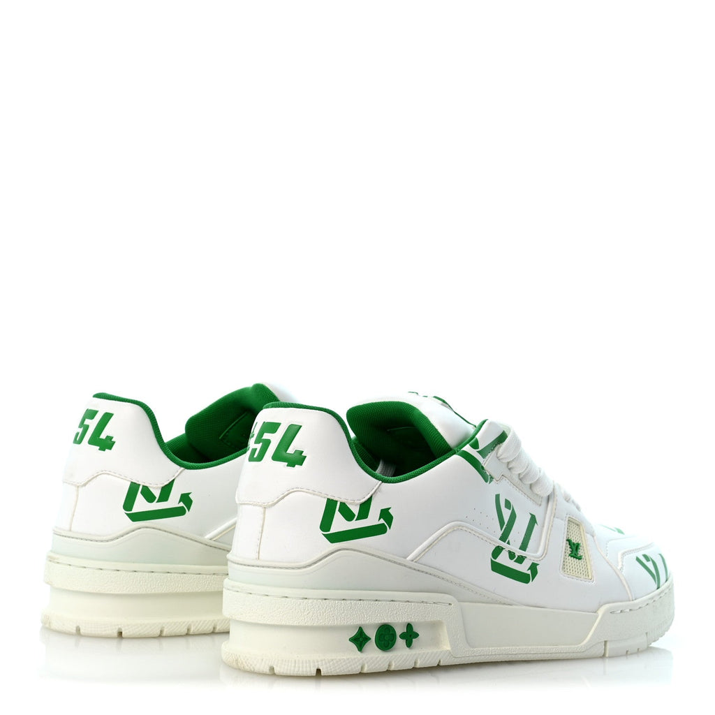 Mens LV Trainer Upcycling Sneakers 8.5 White Green