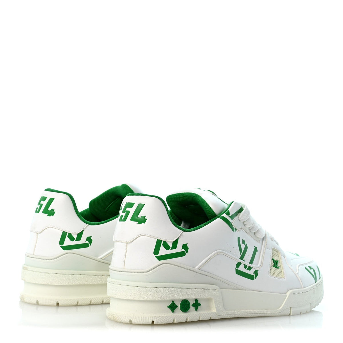 Mens LV Trainer Upcycling Sneakers 8.5 White Green
