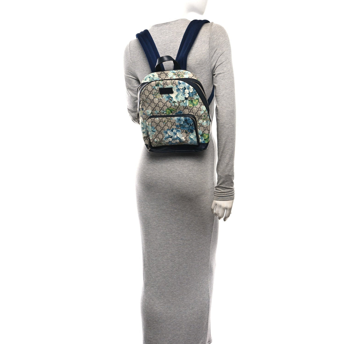 GG Supreme Monogram Blooms Small Day Backpack Blue