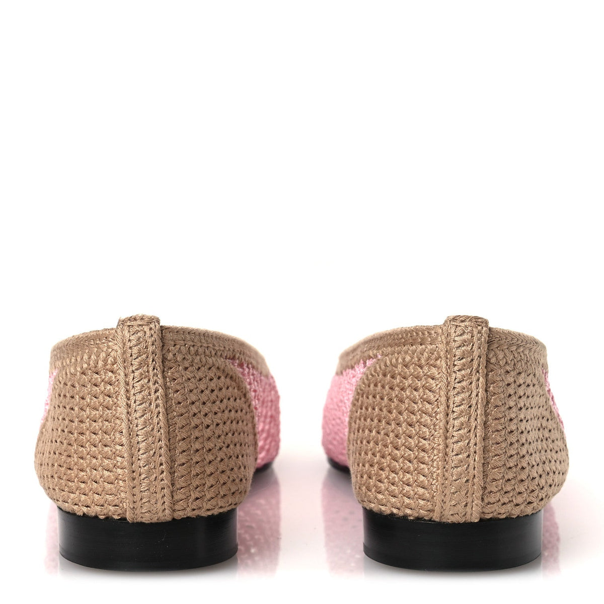Raffia Cap Toe Ballerina Flats 40 Pink Beige