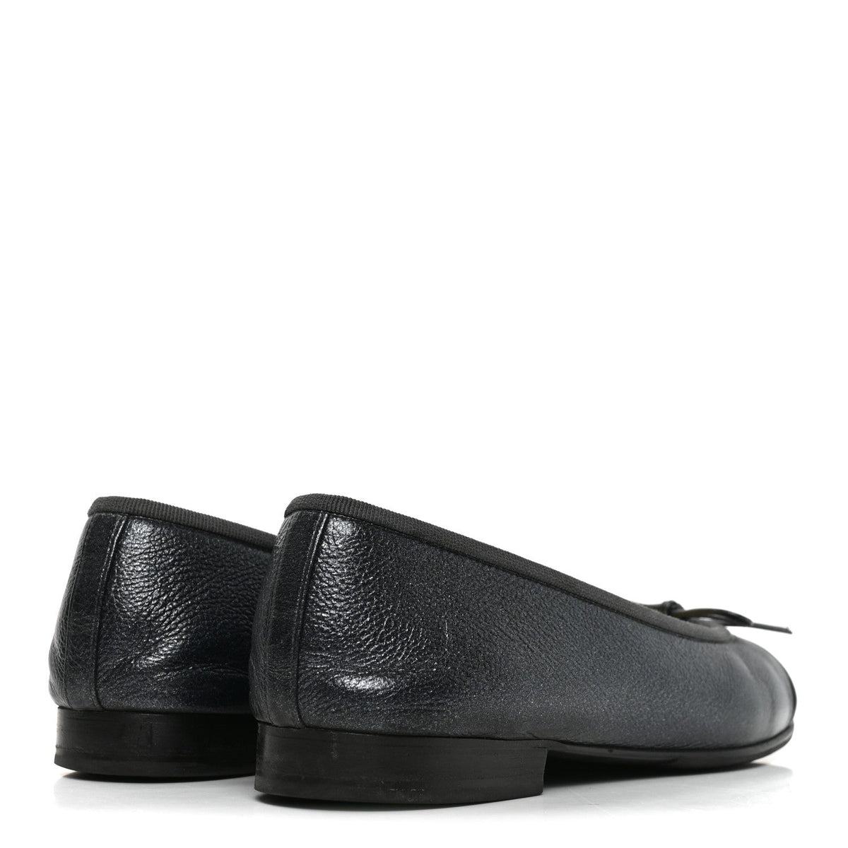 Metallic Calfskin Hologram Cap Toe Ballerina Flats 37.5 Dark Silver