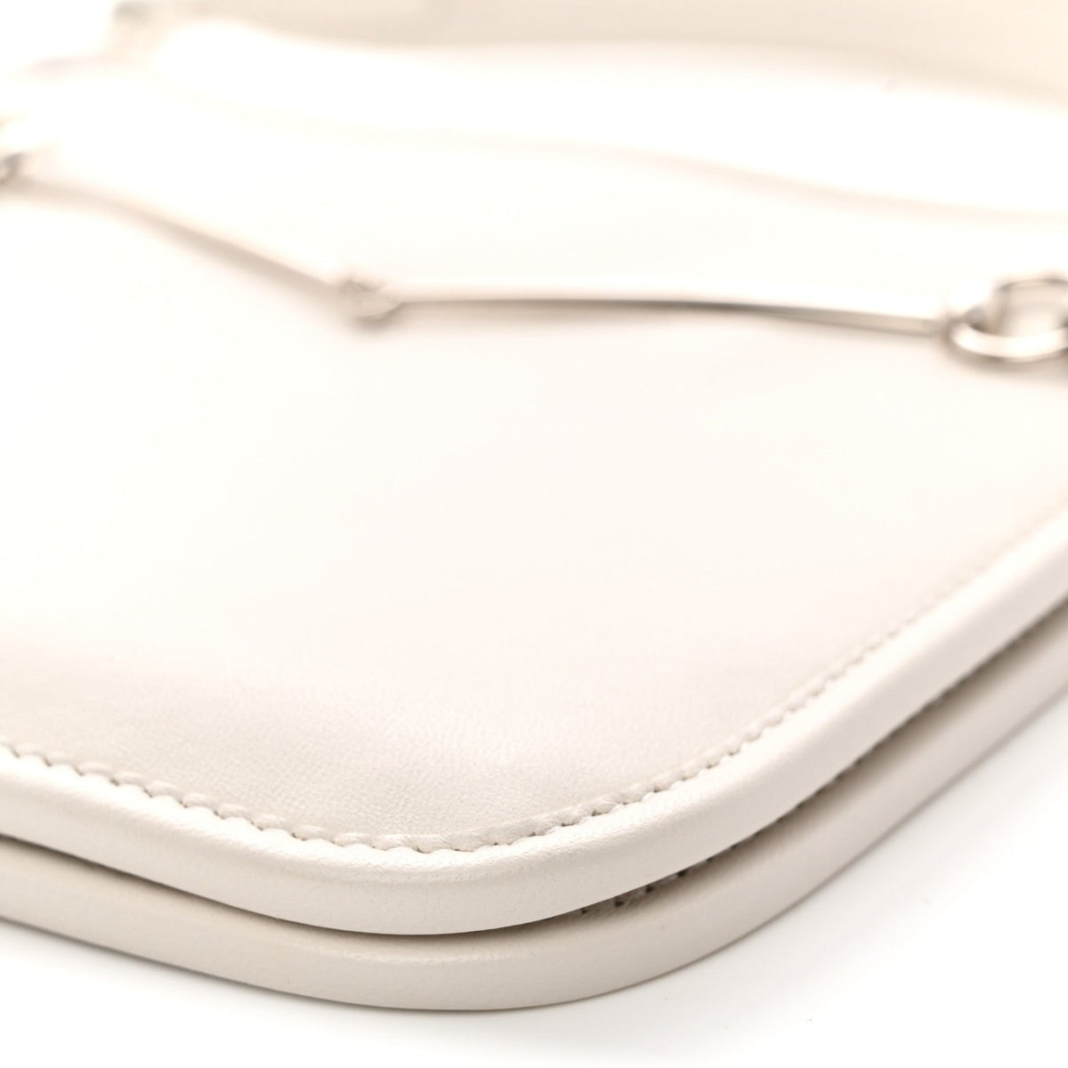 Calfskin Horsebit Slim Shoulder Bag White