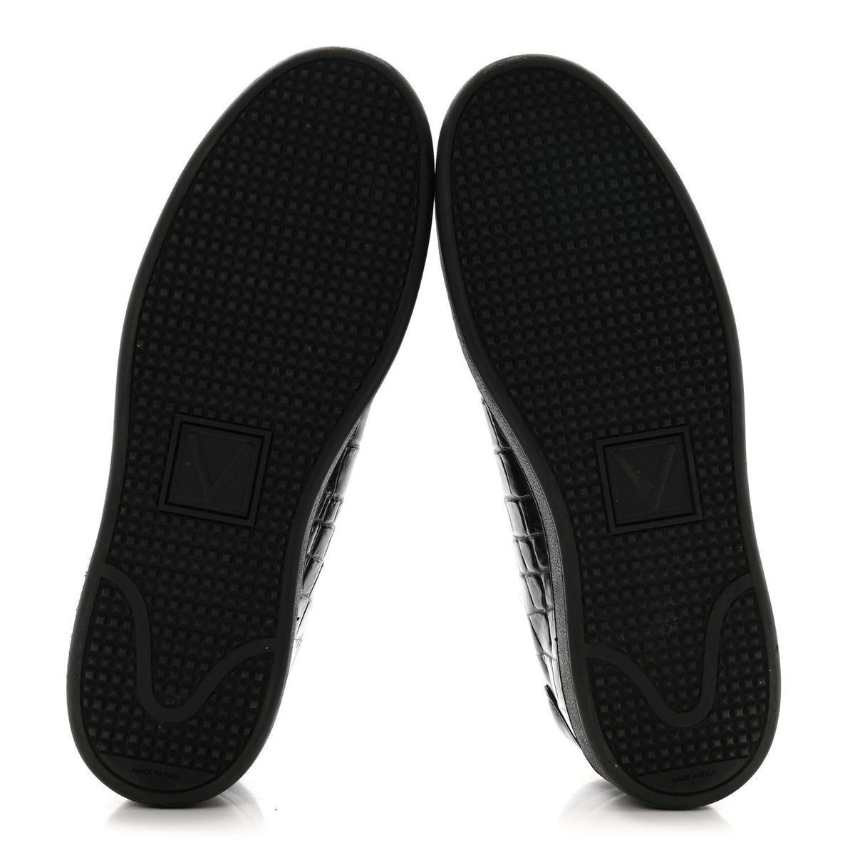 Calfskin Crocodile Embossed Frontrow Mens Sneakers 8 Black
