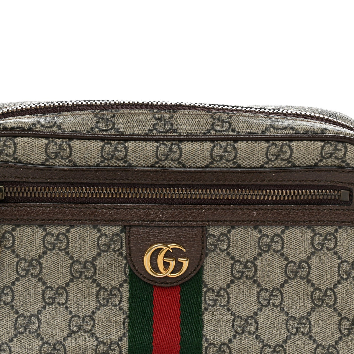 Soft GG Supreme Monogram Medium Ophidia Belt Bag Dark Brown