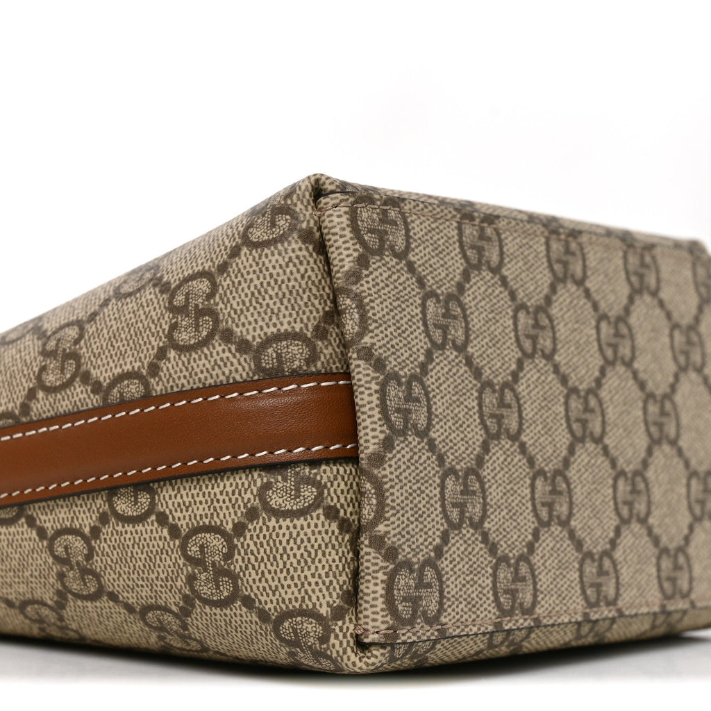 GG Supreme Monogram Emblem Nano Bucket Bag  Beige Dark Brown