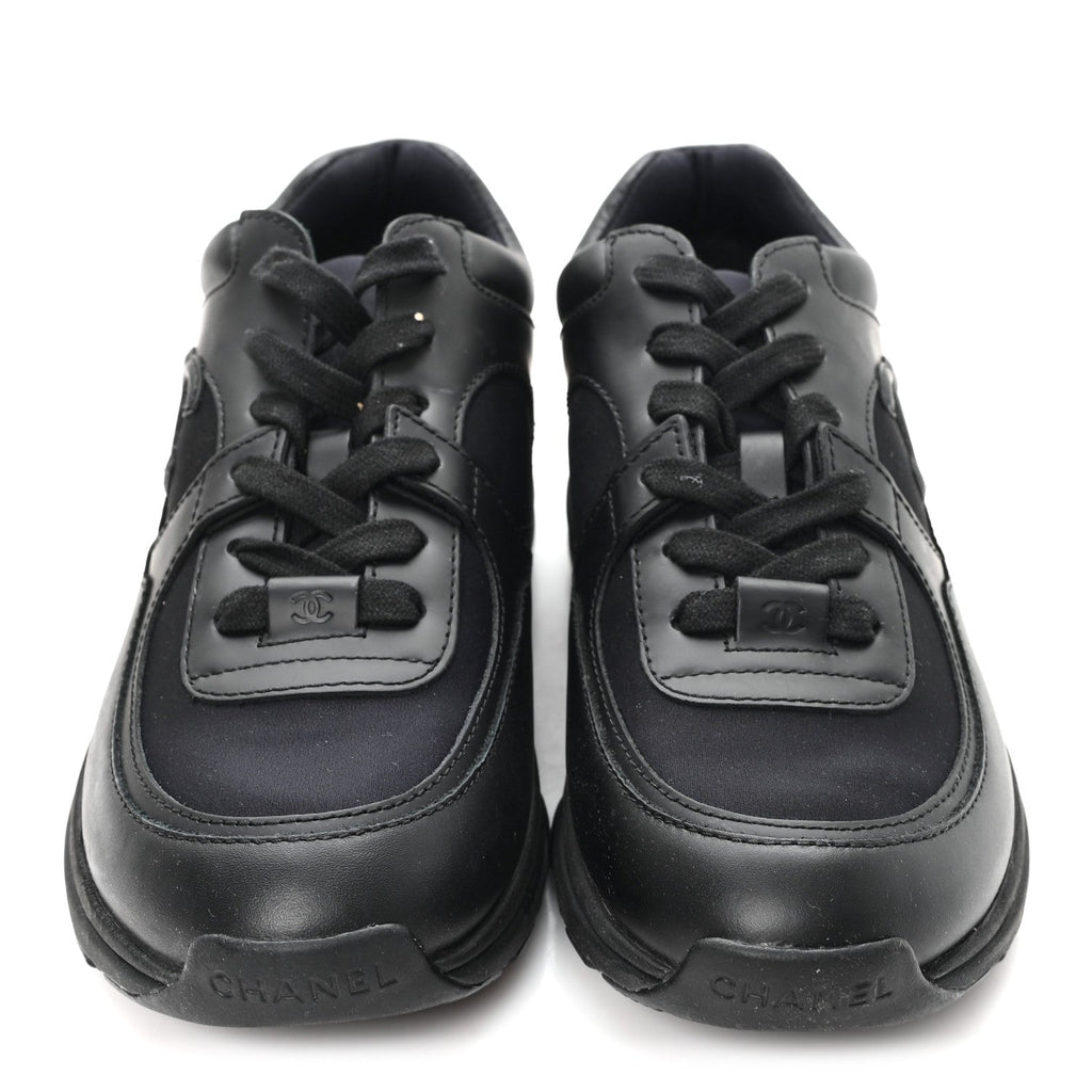 Lambskin Fabric CC Sneakers 36.5 Black
