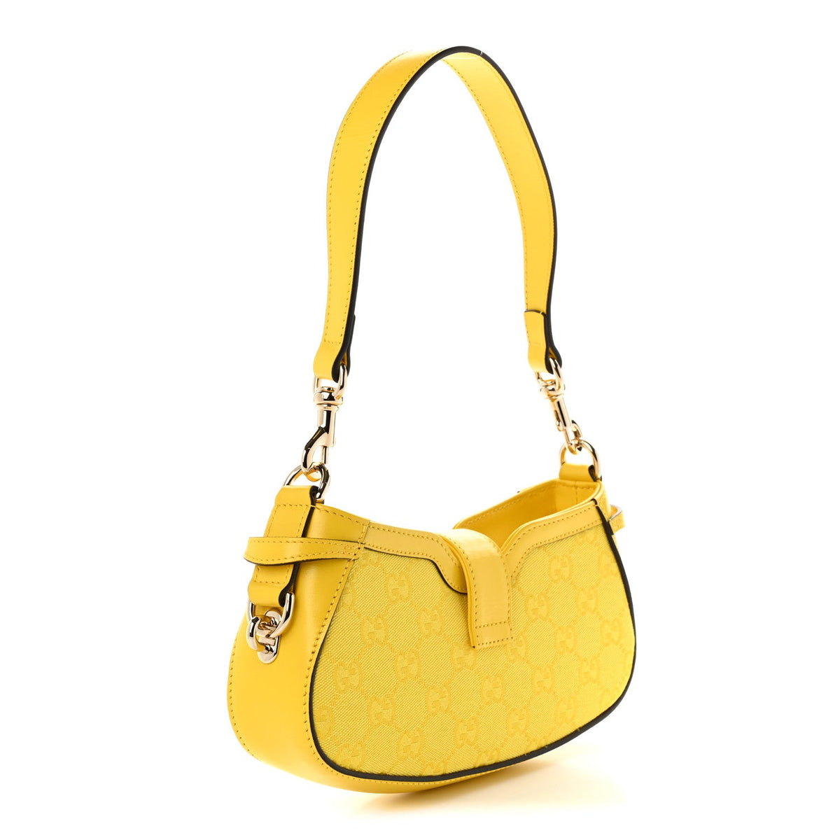Calfskin Monogram Mini Moon Side Shoulder Bag Yellow
