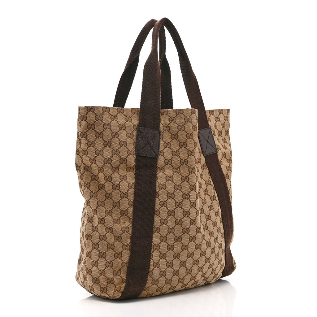 GG Monogram Medium Handle Vertical Tote Bag Dark Brown