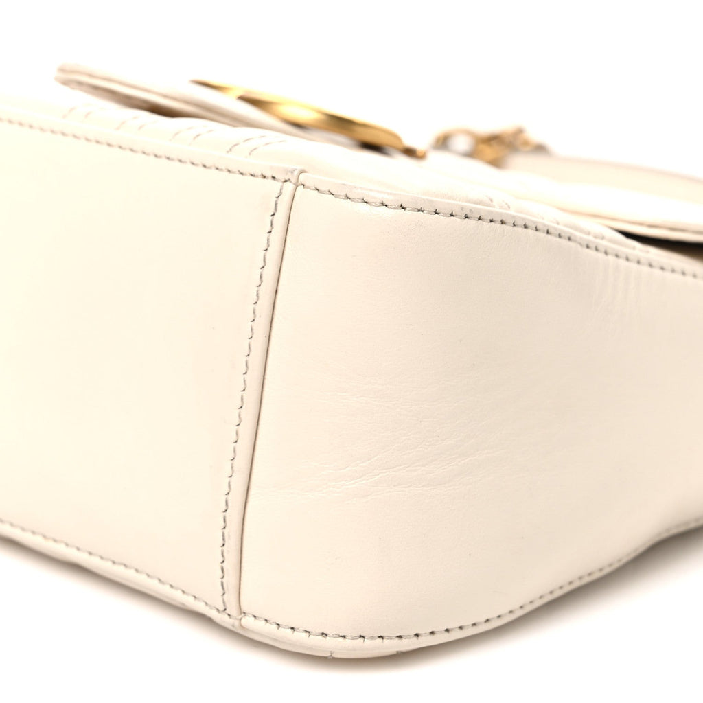 Calfskin Matelasse Mini GG Marmont Top Handle Shoulder Bag White