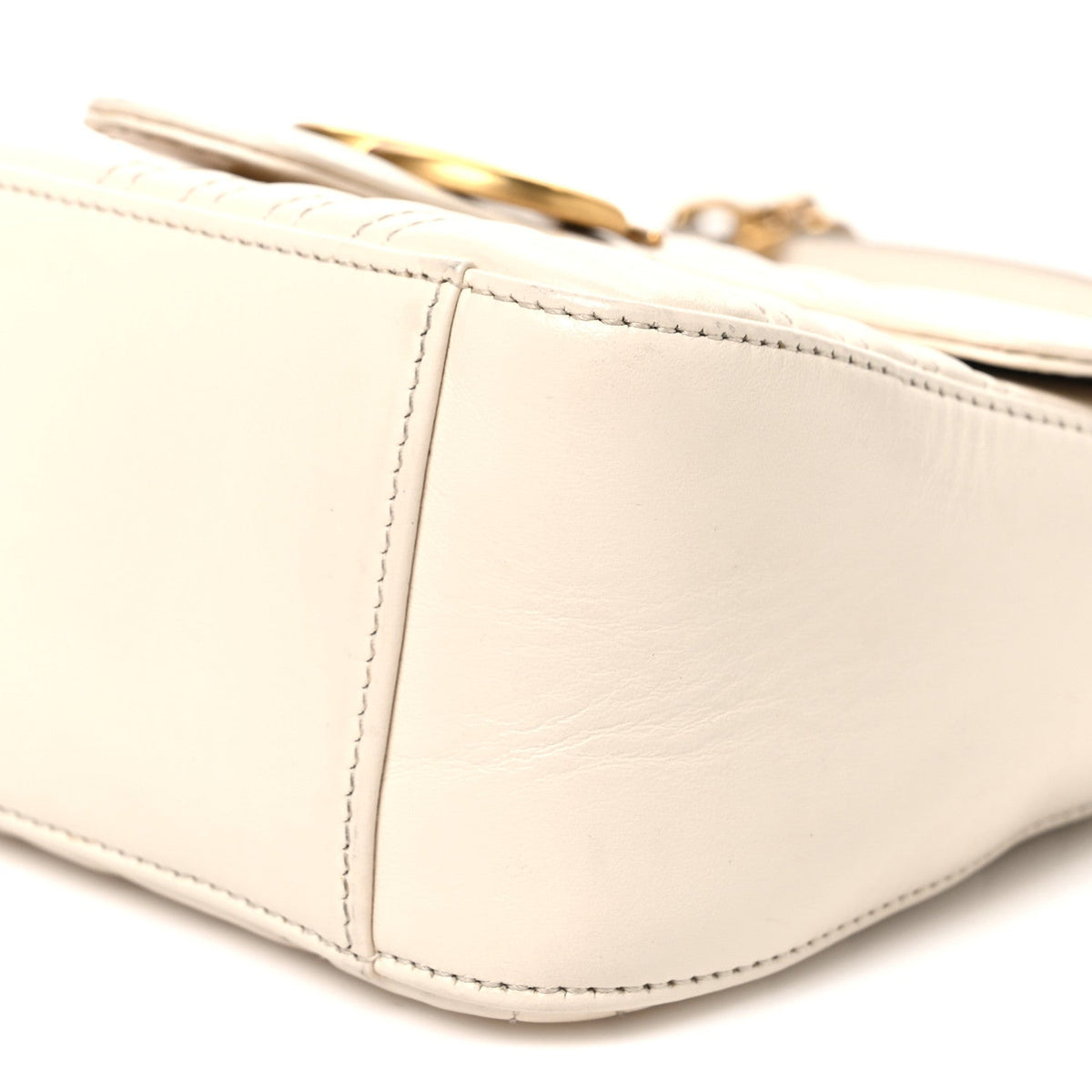 Calfskin Matelasse Mini GG Marmont Top Handle Shoulder Bag White