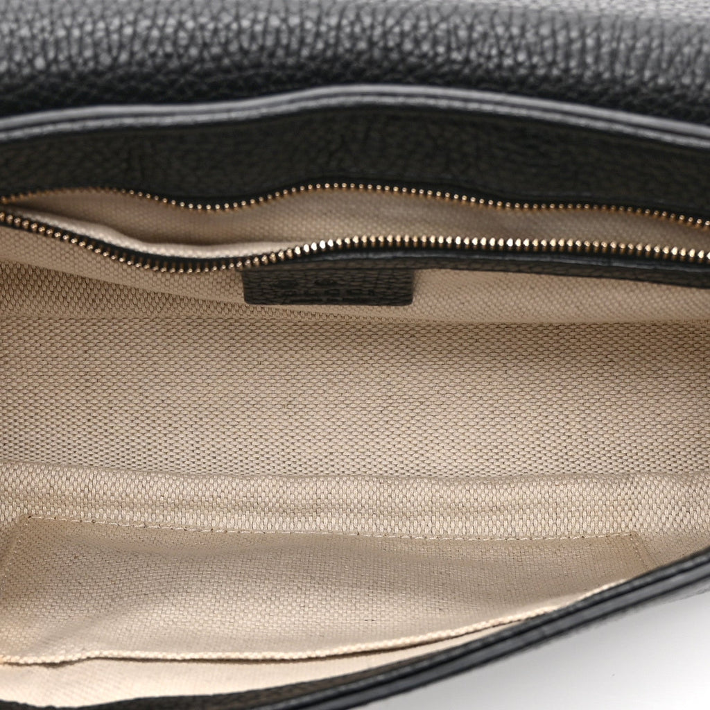Pebbled Calfskin Medium Soho Flap Crossbody Black