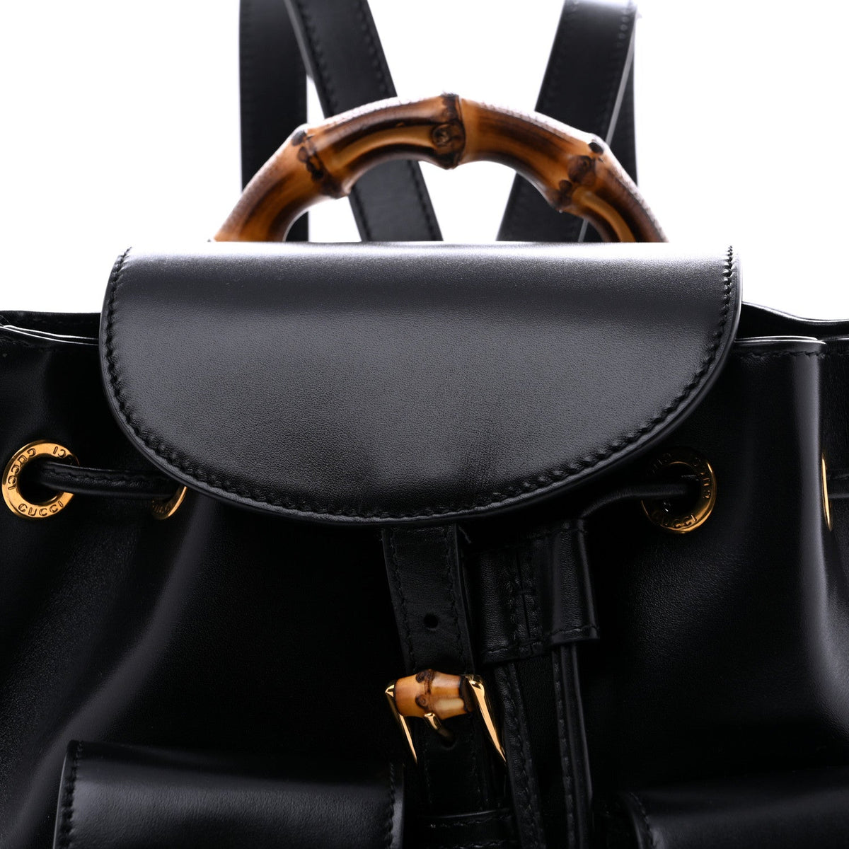 Calfskin Bamboo Backpack Black