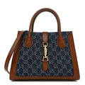 New Denim GG Monogram Dollar Calfskin Medium Jackie 1961 Tote Blue Tea Cuir Epilog